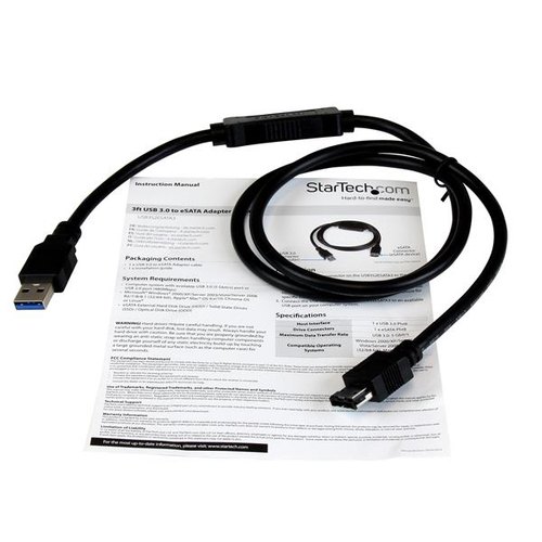 StarTech.com USB 3.0 naar eSATA HDD / SSD / ODD-adapterkabel 1 m eSATA harde schijf naar USB 3.0 adapterkabel SATA 6 Gbps