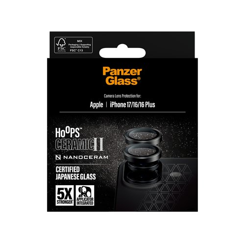 PanzerGlass ® Hoops® Ceramic II Camera Lens Protector iPhone 17 | iPhone 16 | 16 Plus Doorzichtige schermbeschermer Apple 1 stuk(s)
