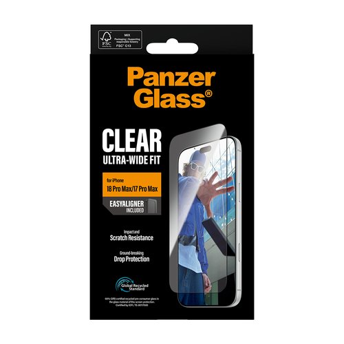 PanzerGlass ® Screen Protector iPhone 18 Pro Max | 17 Pro Max | Ultra-Wide Fit w. EasyAligner Doorzichtige schermbeschermer 1 stuk(s)