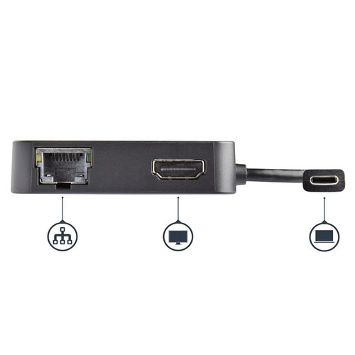 StarTech.com USB C Multiport Adapter, USB-C Travel Dock met 4K HDMI Video, Gigabit Ethernet, USB 3.0 Hub (1x USB-A 1x USB-C), USB Type-C Mini Laptop Docking Station, Thunderbolt 3 Compatibel