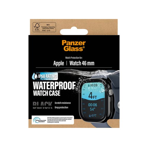 PanzerGlass ® Waterproof Full Body Case Black Apple Watch Series 11 | 10 | 46mm Doorzichtige schermbeschermer 1 stuk(s)