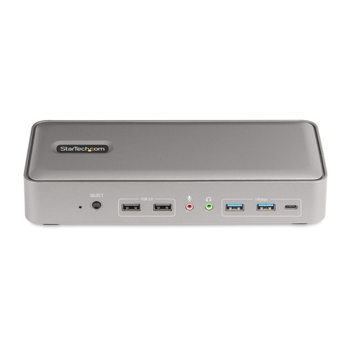 StarTech.com Dual-Laptop USB-C KVM Docking Station, Dual Monitor 4K 60Hz DisplayPort Dock, 5-Port USB Hub, GbE, 90W/45W Power Delivery voor Twee Laptops, Windows/Mac, Dual Host KVM Dock