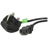 StarTech.com 1m UK Computer Stroomkabel, BS 1363 naar C13, 18AWG, 10A 250V, Zwart, AC Vervangkabel, Kettle Lead / UK Voedingskabel voor PC en Netwerk Apparatuur, TV/Monitor Voedingskabel
