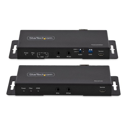 StarTech.com 4K HDMI over Fiber Extender Kit, 4K 60Hz tot 1km (Single Mode) of 300m (Multimode) LC Fiber Optic, HDR, HDCP, 3.5mm Audio/RS232/IR Extender, Transmitter & Receiver Kit, HDMI Rx/Tx