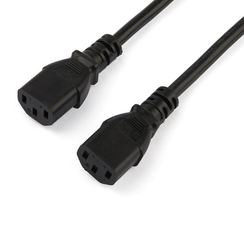 StarTech.com 2m Computer Splitter Stroomkabel, 18AWG, EU Schuko naar 2x C13, 10A 250V, Zwart, AC Vervangkabel, Printer Voedingskabel, PC Power Supply Kabel, TV/Monitor Electriciteitssnoer, UL-Listed