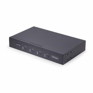 StarTech.com 4-Port KM Switch met Mouse Switching, USB Switch voor Toetsenbord/Muis, 3.5mm/USB Audio, Randapparatuur delen voor 4 Computers, TAA Compliant