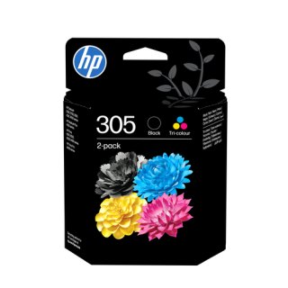 HP 305 originele drie-kleuren / zwarte inktcartridge, 2-pack