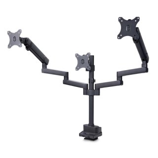 StarTech.com Triple Monitor Arm voor Bureau, Tot Drie 27inch Schermen, VESA 75x75/100x100, Instelling zonder Gereedschap, C-klem/Doorvoertule, Arm met Veermechanisme