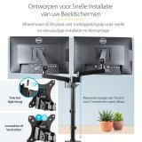 StarTech.com Dubbele Monitor Arm voor Bureaumontage, Full Motion Monitorbeugel voor 2x VESA-displays tot 32" (8kg), Verticale Stapelbare Armen, Hoogte verstelbaar/Articulerend - Bureauklem/Doorvoertule