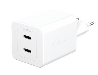 PanzerGlass empower™ by ® Turbo 45W Charger incl. 2 x USB-C | EU Plug | Silver White Smartphone Wit AC Snel opladen Binnen