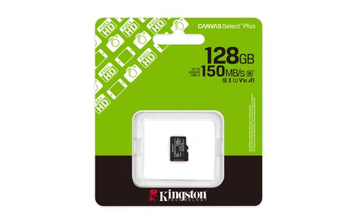 Kingston Technology 128GB micSDXC Canvas Select Plus Gen3 150R A1 enkel pakket zonder ADP