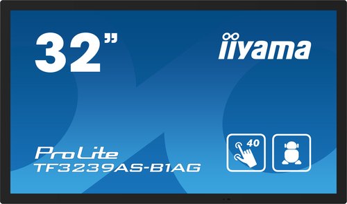 iiyama TF3239AS-B1AG computer monitor 80 cm (31.5") 1920 x 1080 Pixels Full HD LED Touchscreen Zwart