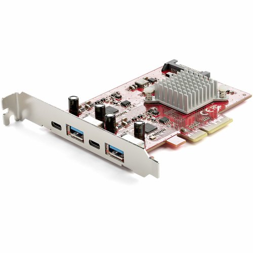StarTech.com 4-Port USB PCIe Kaart - 10Gbps USB PCI Express Uitbreidingskaart met 2 Controllers - 2x USB-C & 2x USB-A ports (USB 3.2 Gen 2) - USB/USB-C PCI-e Kaart - Full Profile