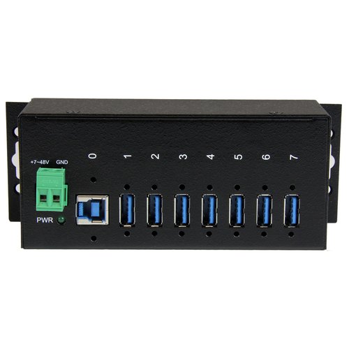 StarTech.com 7-Port USB 3.0 Hub - 5Gbps - Metalen Industriële USB-A Hub met ESD-bescherming & 350W overspanningsbeveiliging - Din Rail/Wand/Bureau Monteerbaar - TAA Compliant USB Expander Hub