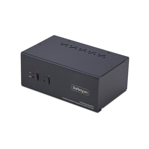StarTech.com 2-Port Dual-Monitor DisplayPort en HDMI KVM Switch, 4K 60Hz, 1x HDMI & 1x DP Monitor, 2-Port USB Hub, 5Gbps, 2x USB HID Ports, TAA Compliant