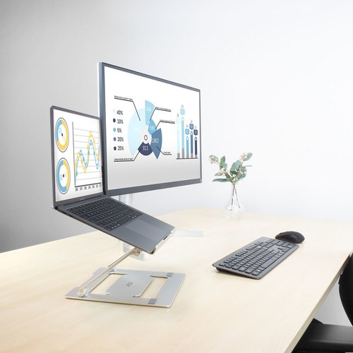 ACT Laptopstandaard aluminium, opvouwbaar, traploos in hoogte verstelbaar