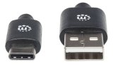 Manhattan USB-C naar USB-A kabel, 3 m, USB 2.0, 480 Mbps, Hi-Speed USB, zwart, levenslange garantie
