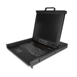 StarTech.com KVM Rack Console, Single Port VGA KVM met 17" LCD Scherm voor Server Rack, Complete Universele 1U LCD KVM Lade met Kabels en Toebehoren, USB Support, 50000 MTBF, QWERTY Keyboard