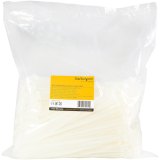 StarTech.com 25 cm Witte Kabelbinders 4 mm Breed, 68 mm Bundeldiameter, 22 kg Treksterkte Zelfsluitende Snelbinders uit Nylon met Gebogen Punt, 94V-2/UL Listed, 1000 stuks