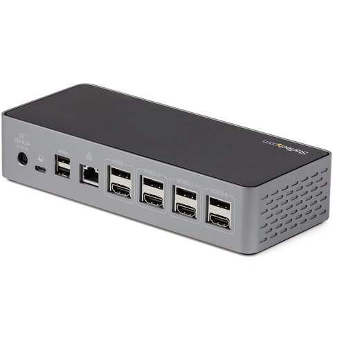 StarTech.com USB-C Dock, 4K 60Hz Quad Monitor DisplayPort & HDMI, Universeel USB Type-C Docking Station met 100W Power Delivery, USB Hub met 1x USB Type-C & 3x USB-A, Ethernet, Audio