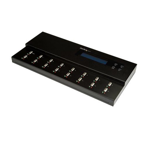 StarTech.com Standalone 1 naar 15 USB Thumb Drive Cloner en Wisser, Multiple USB Flash Drive Kloner, System/File/Whole-Drive Copy aan 1.5 GB/min, Single en 3-Pass Erase, LCD Display