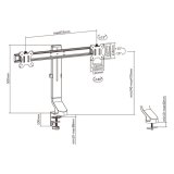 ACT Monitorarm 27" office, crossbar, 2 schermen, eenvoudig in hoogte verstelbaar