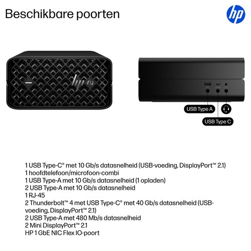 HP Z2 Mini G1a Wolf Pro Security Edition Copilot+ PC AMD Ryzen AI Max+ PRO PRO 395 64 GB LPDDR5x-SDRAM 1 TB SSD Windows 11 Pro Mini PC Workstation AI Workstation, AI PC Zwart