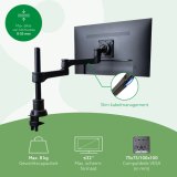 R-Go Tools Monitorarm R-Go Zepher, verstelbare enkele monitorarm, 100% circulair, tot 8 kg draagvermogen, zwart
