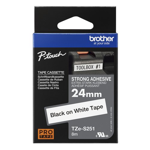Brother TZE-S251 labelprinter-tape Zwart op wit TZ
