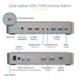 StarTech.com Dual-Laptop USB-C KVM Docking Station, Dual Monitor 4K 60Hz DisplayPort Dock, 5-Port USB Hub, GbE, 90W/45W Power Delivery voor Twee Laptops, Windows/Mac, Dual Host KVM Dock
