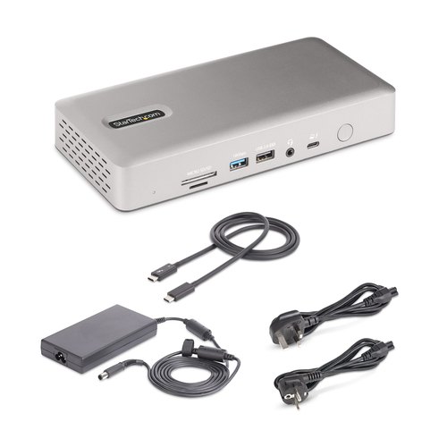 StarTech.com Universeel USB4 & Thunderbolt 4 Docking Station, Quad Display op Windows, Dual Display op MacBook, HDMI DP Dock met 100W Laptop Charging