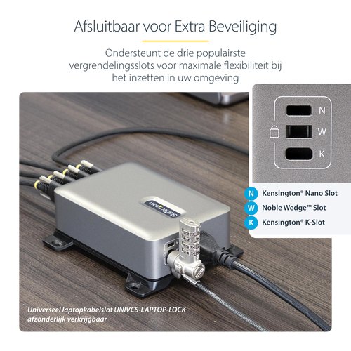 StarTech.com 4-Port Multi-Device USB-C Oplader, Totaal 240W, Single Port 140W EPR, PD 3.1, Poorten met Schroefvergrendeling, Opbouwmontage, Ideaal voor Vergaderzalen