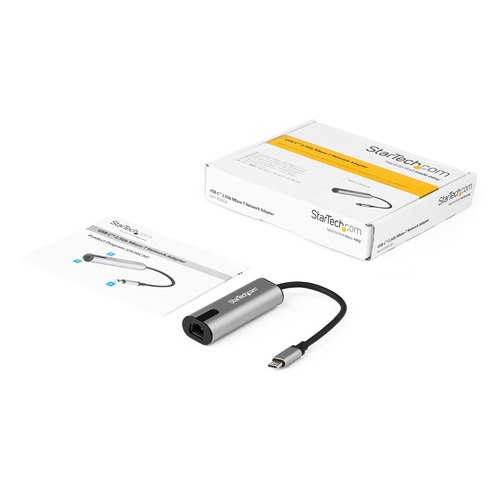 StarTech.com 2.5GbE USB C naar Ethernet Adapter NBASE-T NIC, USB 3.0 Type C 2.5/1 Gigabit/100 Mbps Multi Speed Netwerk, USB 3.1 Laptop naar RJ45/LAN, Thunderbolt 3 Compatibel, MacBook Pro Surface