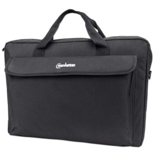 Manhattan London laptoptas 17,3", top loader, zwart, LAGE KOSTEN, accessoirevak, afneembare schouderriem, notebooktas, 3 jaar garantie