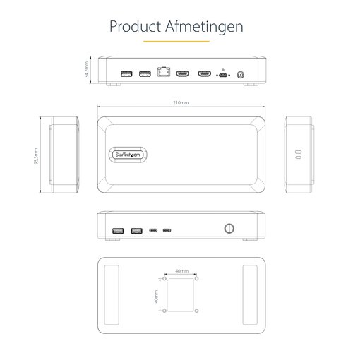 StarTech.com Dual-Monitor USB4 Docking Station, Dual 4K 120Hz of Single 8K 60Hz HDMI, 100W Laptop Charging, 2.5GbE, USB-C Multi-Monitor Dock, Zonder Drivers