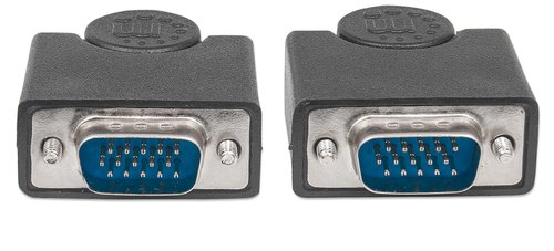 Manhattan VGA-monitorkabel, 1,8 m, HD15 mannelijk/mannelijk, hogere SVGA-specificatie, volledig compatibel met VGA, volledig afgeschermd, zwart, levenslange garantie, equivalent van MXT101MM