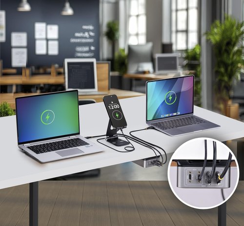 StarTech.com 4-Port Multi-Device USB-C Oplader, Totaal 240W, Single Port 140W EPR, PD 3.1, Poorten met Schroefvergrendeling, Opbouwmontage, Ideaal voor Vergaderzalen
