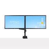 StarTech.com Dubbele Monitor Arm voor Bureaumontage, Full Motion Monitorbeugel voor 2x VESA-displays tot 32" (8kg), Verticale Stapelbare Armen, Hoogte verstelbaar/Articulerend - Bureauklem/Doorvoertule