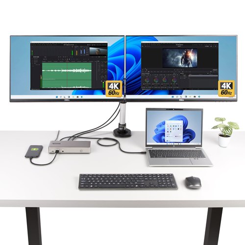 StarTech.com Triple-Monitor USB4 Docking Station, 4K 60Hz HDMI of DisplayPort, 100W Laptop Charging, 2.5GbE, USB-C Multi-Monitor Dock, Zonder Drivers