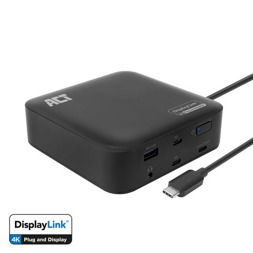 ACT Universeel USB-C Dockingstation 4K, voor 2 HDMI/DisplayPort monitoren, DisplayLink, compact model