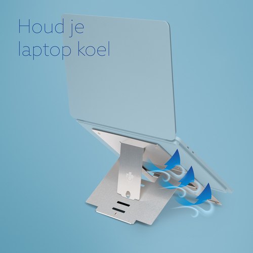 R-Go Tools Laptopstandaard R-Go Riser Flexible, verstelbare inklapbare laptopverhoger, ergonomisch, Hylite aluminium, zilver