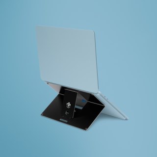 R-Go Tools Laptopstandaard R-Go Riser Attachable, verstelbaar, geintegreerd met je laptop, aluminium, zwart