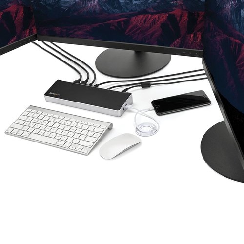 StarTech.com 4K USB-C Dock, Triple UHD 4K Monitor Docking Station, Mac & Windows, USB C to HDMI & DisplayPort, 100W Power Delivery, 5x USB 5Gbps Hub