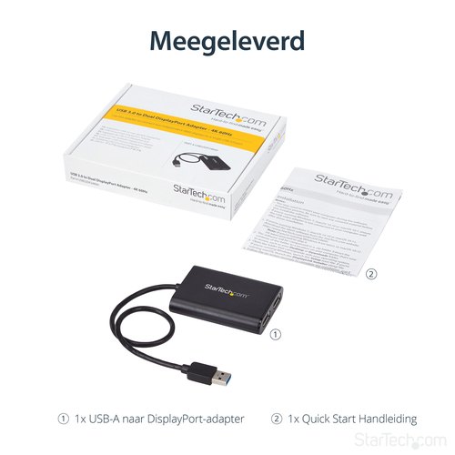 StarTech.com USB-naar-Dual DisplayPort-adapter - 4K 60Hz - USB 3.0 (5 Gbps)
