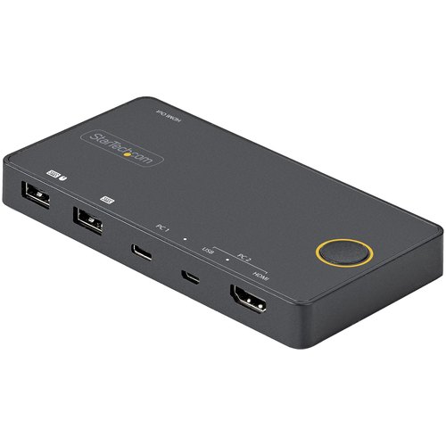 StarTech.com 2 Port Hybride USB-A + HDMI & USB-C KVM Switch - Enkele 4K 60Hz HDMI 2.0 Monitor - Compacte Desktop en/of Laptop HDMI KVM Switch - USB Bus Powered - Thunderbolt 3 Compatibel
