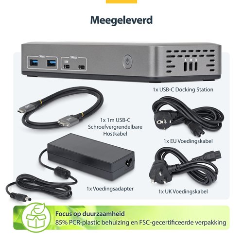 StarTech.com USB-C Docking Station Triple 4K Displays (2x 4K 60Hz, 1x 4K 30Hz), 100W Power Delivery, 6x USB 10Gbps, Gigabit Ethernet, DisplayPort + HDMI, Driverless Windows Laptop Dock