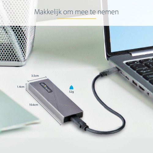 StarTech.com USB-C 10Gbps naar M.2 NVMe or M.2 SATA SSD Behuizing, Gereedschaploze Externe M.2 PCIe/SATA NGFF SSD Aluminum Case, USB Type-C&A Host Kabels, Ondersteunt 2230/2242/2260/2280