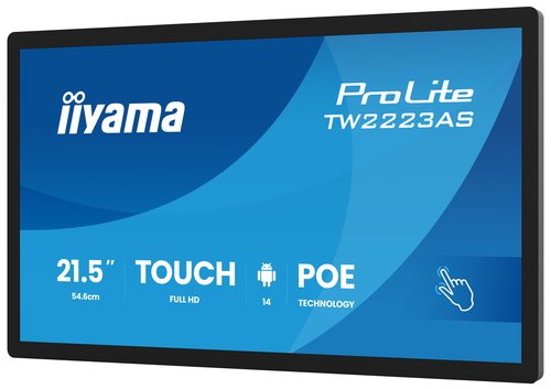 iiyama TW2223AS-B3P beeldkrant Interactief flatscreen 54,6 cm (21.5") Wifi 450 cd/m² Full HD Zwart Touchscreen Type processor Android 24/7
