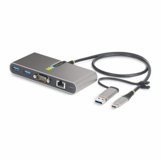 StarTech.com 2-Port USB-C Hub met Ethernet en RS-232, Geïntegreerde USB-C naar USB-A Dongle, 100W PD Pass-Through, 2x USB-A 5Gbps, Gigabit Ethernet, RS232 Serial (FTDI)
