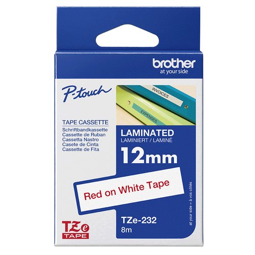 Brother TZE-232 labelprinter-tape Rood op wit